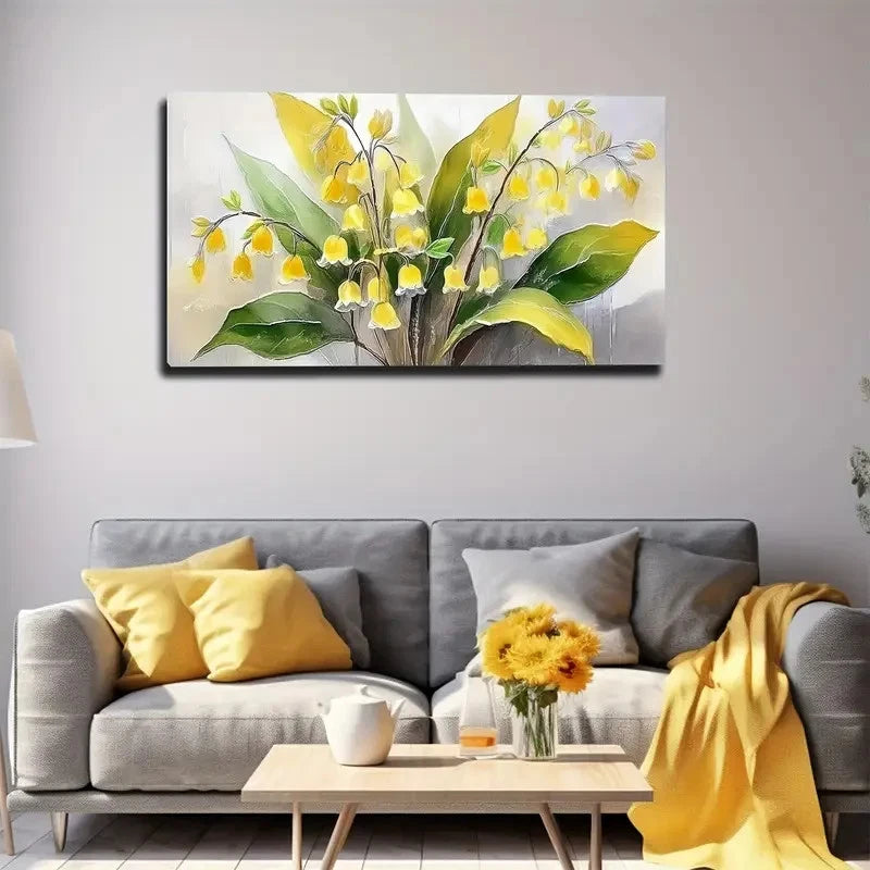 Vibrant Yellow Flowers Wall Art Canvas Office Home Room Framed 120x60cm