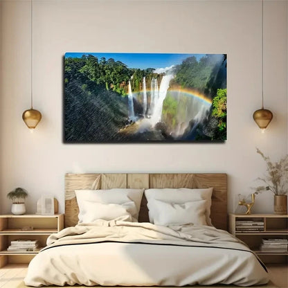 Mysterious Rainbows & Waterfall Wall Art Canvas Office Home Room Framed 120x60cm