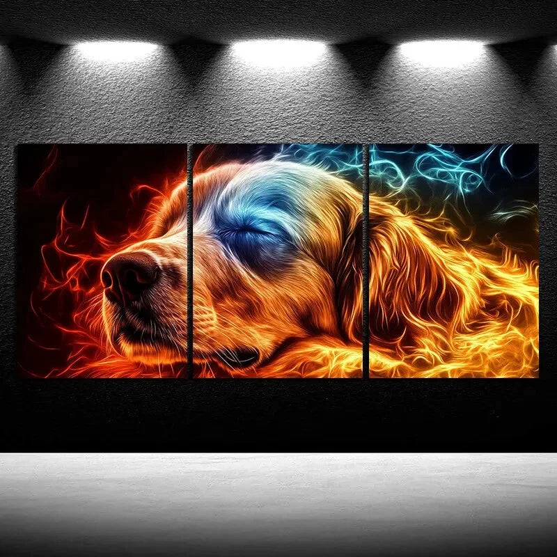 3pcs Featuring Dogs in The Fields Metal Print Ready to Hang Art