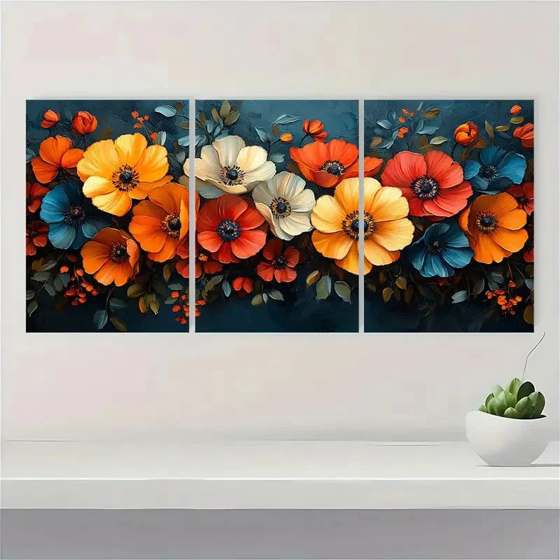 3pcs  Giclee Art Autumn Floral Abstract  IY   Wall Art Set Canvas Framed 50x70cm - High Quality Print 100% Australian Made Wall Canvas Ready to Hang - Bella Home Decor