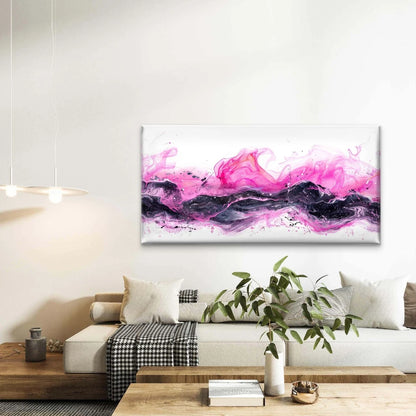 Pink And Black Ink Abstract Wall Art Canvas Office Home Room Framed 120x60cm - Bella Home Decor