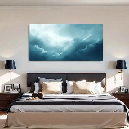 Dreamy Blue Sky Clouds Design Wall Art Canvas Office Home Room Framed 120x60cm - Bella Home Decor