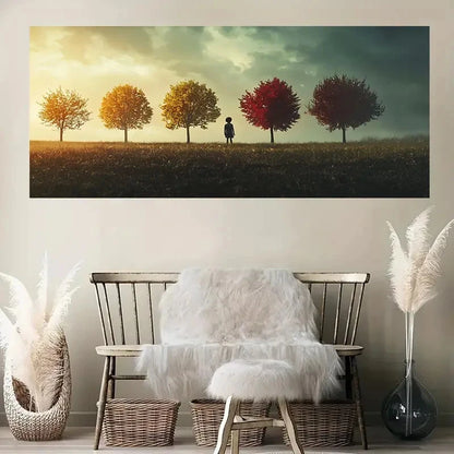 Lonely Figure & Colorful Leaves Wall Art Canvas Office Home Room Framed 120x60cm