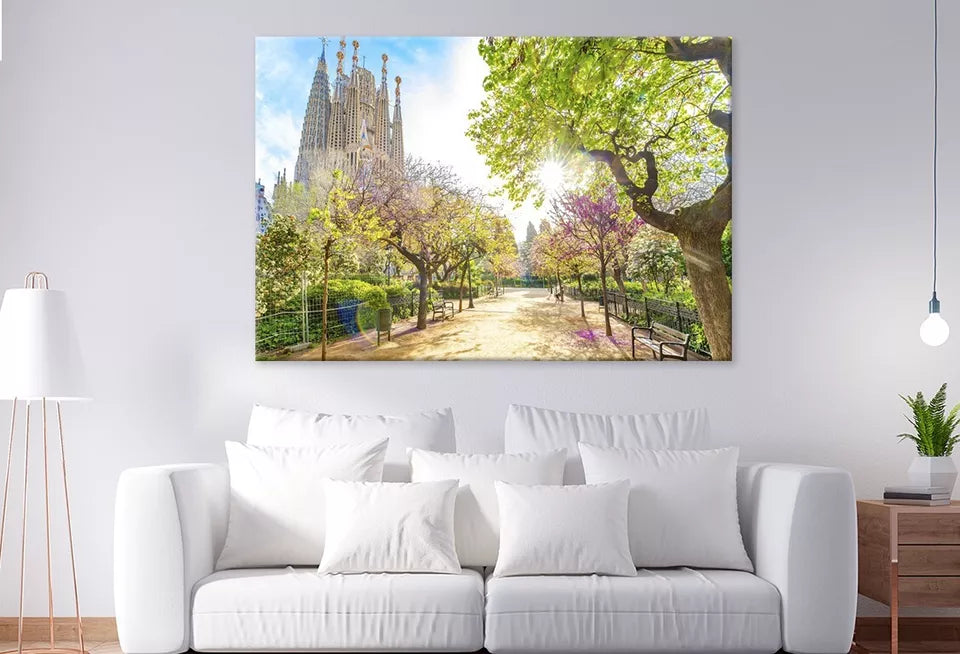 Blooming Spring Park In Barcelona Wall Art Decor 100% Australian Made - Bella Home Decor