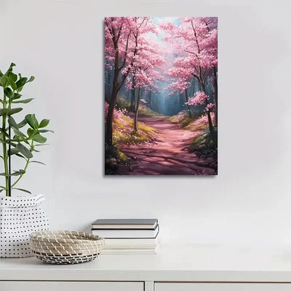 Beautiful Blossom Forest Serene Painting 40x60cm Metal Print Ready to Hang