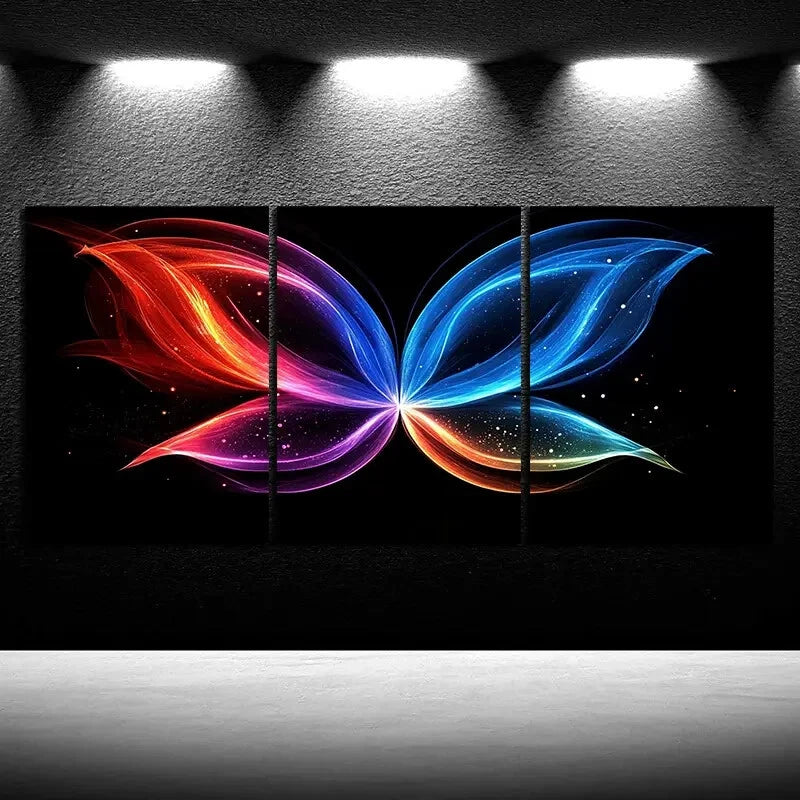 3pcs Abstract Butterfly Design Multicolor Metal Print Ready to Hang Art - Bella Home Decor