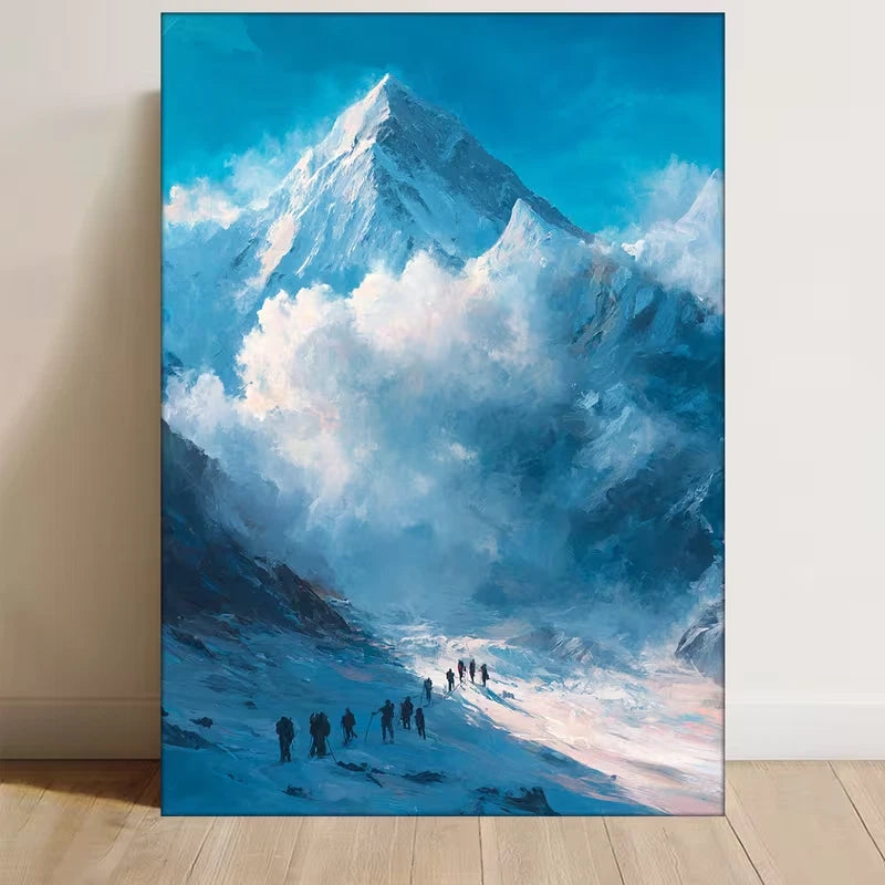 Abstract Mount Everest Expedition Painting 60x90cm Metal Print Ready to Hang