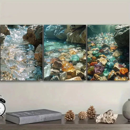 3pcs Water Gem Portrait Orientation  Wall Art Set Canvas Unframed - High Quality Print 100% Australian Made Wall Canvas - Bella Home Decor