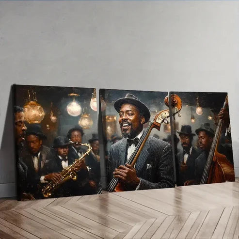 3pcs Featuring a Jazz Club Theme Wall Art Set Canvas Unframed - High Quality Print 100% Australian Made Wall Canvas