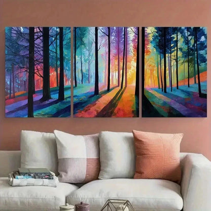 3pcs Forest Abstract Beautiful Shadow Perfect Wall Art Canvas Framed 60x90cm - Bella Home Decor