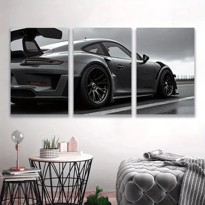 3pcs Black & White Sports Car Photography, I   Wall Art Set Canvas Framed 60x90cm - High Quality Print 100% Australian Made Wall Canvas Ready to Hang - Bella Home Decor