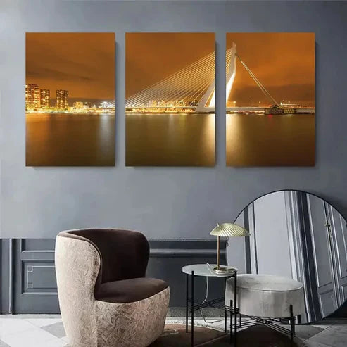 3pcs Long Exposure Skyline Nightscape Perfect  Wall Art Set Canvas Unframed - High Quality Print 100% Australian Made Wall Canvas