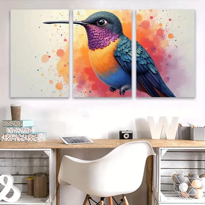 3pcs Vibrant Bird Watercolor Artwork Wall Art Set Canvas Framed 60x90cm - High Quality Print 100% Australian Made Wall Canvas Ready to Hang