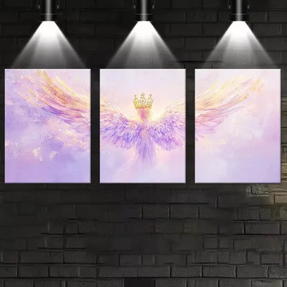 3pcs Elegant and Beautiful Angel with gold Clown Wall Art Set Canvas Framed 50x70cm - High Quality Print 100% Australian Made Wall Canvas Ready to Hang