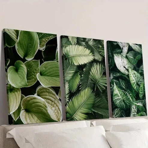 3pcs Tropical Lush Green Plant Decor Wall Art Canvas Unframed - High Quality Print 100% Australian Made Wall Canvas