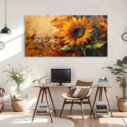 Abstract Musical Note Landscape Wall Art Canvas Office Home Room Framed 120x60cm