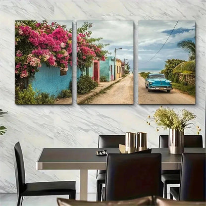 3pcs Havana Latin Decor Travel Perfect Wall Art Set Canvas Framed 50x70cm - High Quality Print 100% Australian Made Wall Canvas Ready to Hang