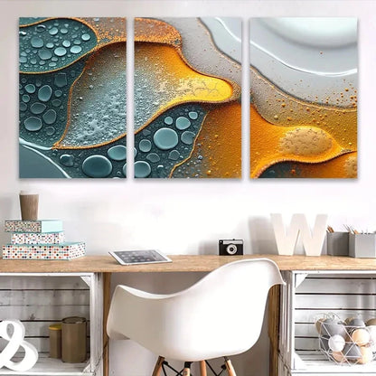 3pcs Blue, Yellow and White Abstract Art Wall Art Set Canvas Framed 50x70cm - High Quality Print 100% Australian Made Wall Canvas Ready to Hang - Bella Home Decor
