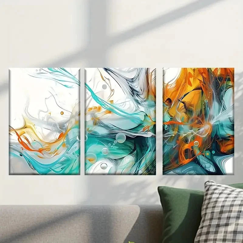 3pcs Featuring Abstract Colorful Designs  Wall Art Set Canvas Framed 60x90cm - High Quality Print 100% Australian Made Wall Canvas Ready to Hang