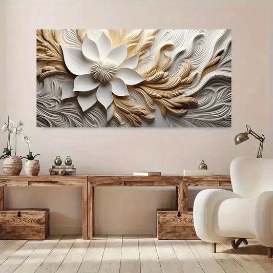 Modern Lotus Three-Dimensional Wall Art Canvas Office Home Room Framed 120x60cm