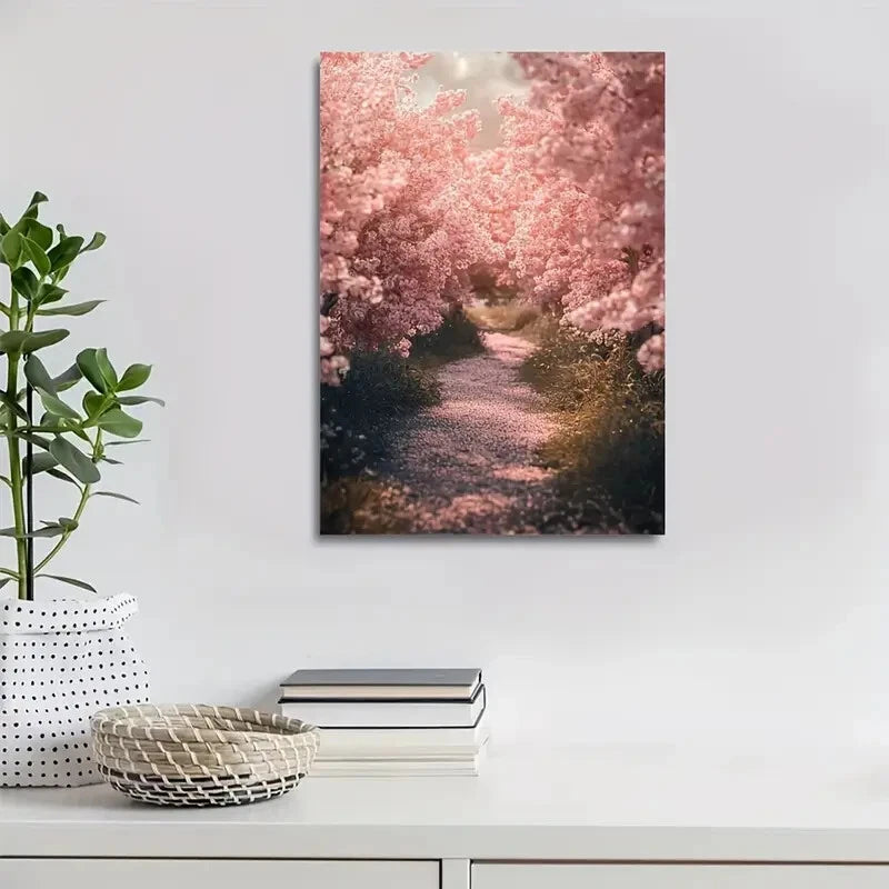 Beautiful Cherry Blossom Lush Pink Blossom Forest 40x60cm Metal Print Ready to Hang - Bella Home Decor