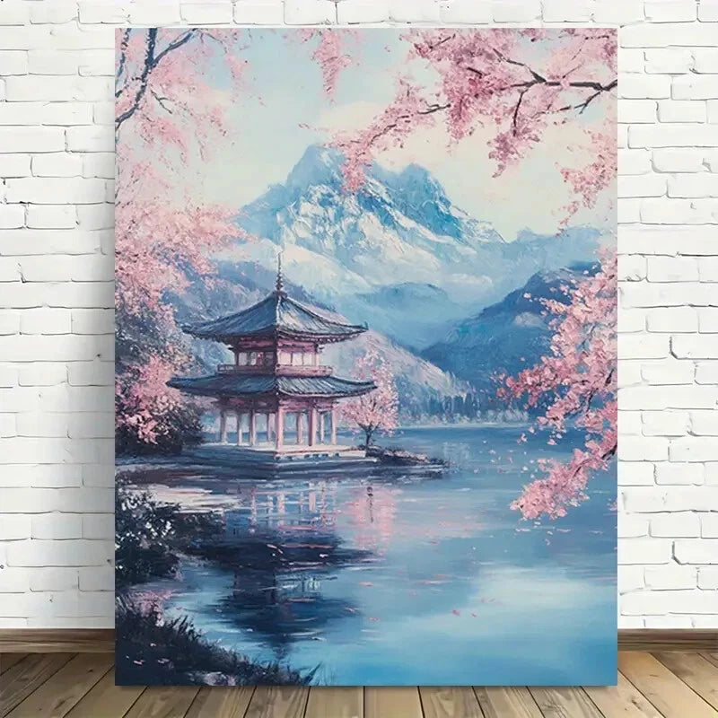 Beautiful Cherry Blossom Elegant Painting 40x60cm Metal Print Ready to Hang - Bella Home Decor