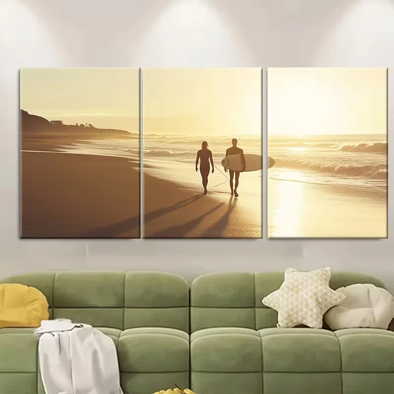 3pcs Vibrant Beach Sunset Scenes Metal Print Ready to Hang Art