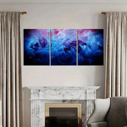 3pcs Abstract Psychedelic Aesthetic Blue Smoke Wall Art Set Canvas Framed 40x60cm - High Quality Print 100% Australian Made Wall Canvas Ready to Hang - Bella Home Decor