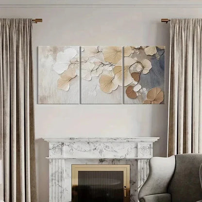3pcs Abstract Floral Art Neutral Colors Wall Art Canvas Unframed - High Quality Print 100% Australian Made Wall Canvas - Bella Home Decor