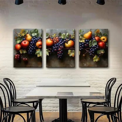 3pcs Classic Still Life Grapes Apple Perfect Wall Art Canvas Unframed - High Quality Print 100% Australian Made Wall Canvas - Bella Home Decor