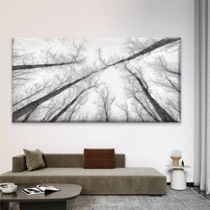 Black and White Winter Forest Wall Art Canvas Office Home Room Framed 120x60cm