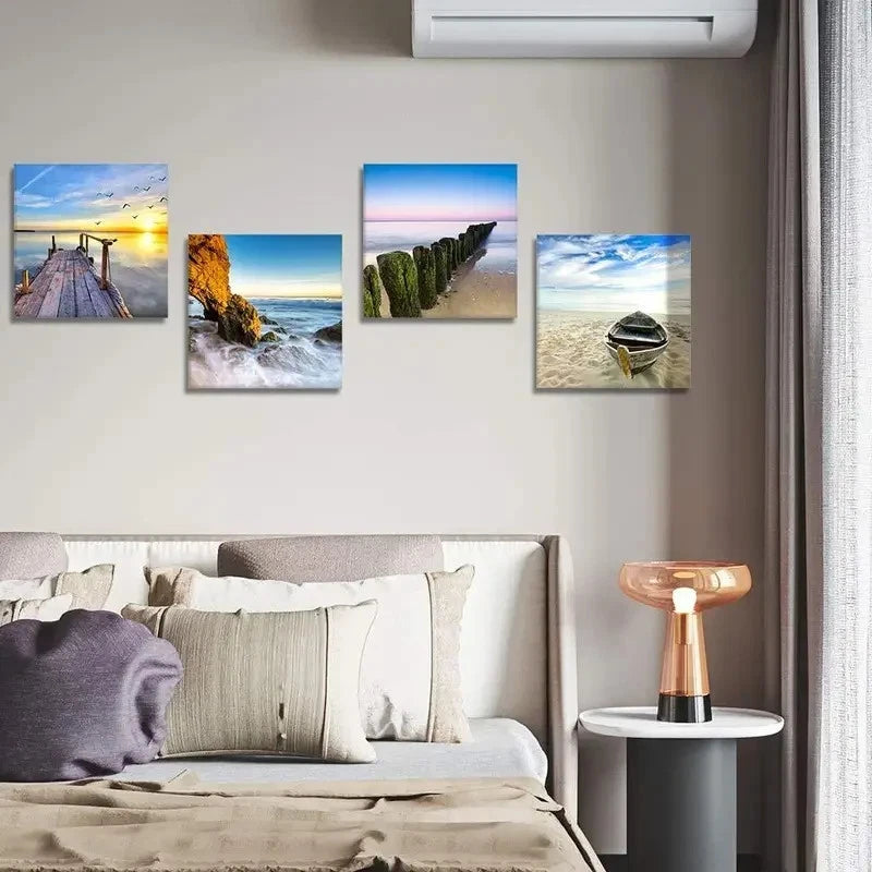 4pcs Picture Painting Wall Art Canvas Framed