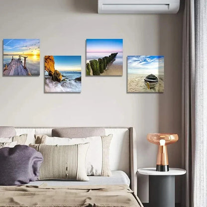 4pcs Picture Painting Wall Art Canvas Framed