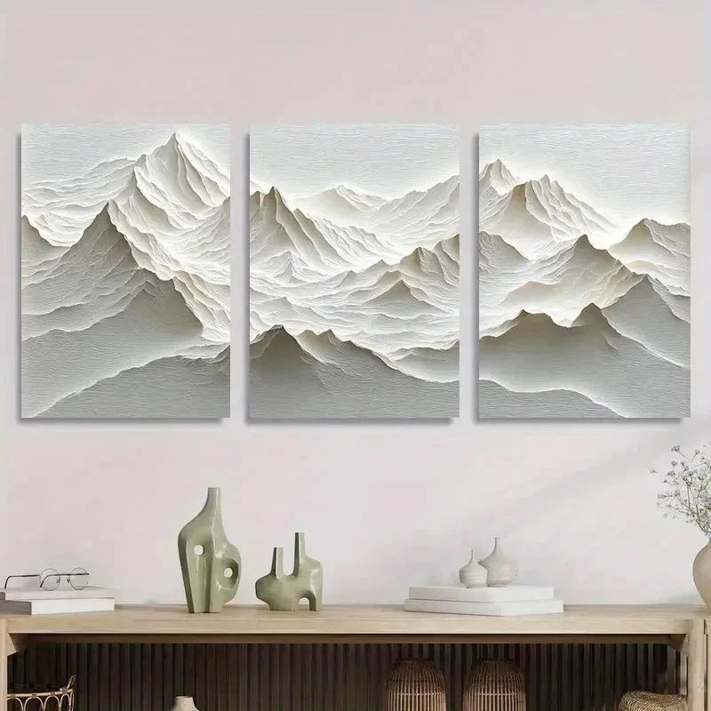 3pcs Abstract Mountain Landscape Metal Print Ready to Hang Art - Bella Home Decor