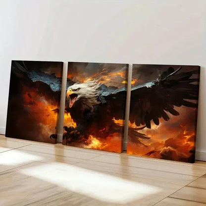 3pcs Dramatic Eagle & Volcano Decor Wall Art Canvas Unframed - High Quality Print 100% Australian Made Wall Canvas - Bella Home Decor