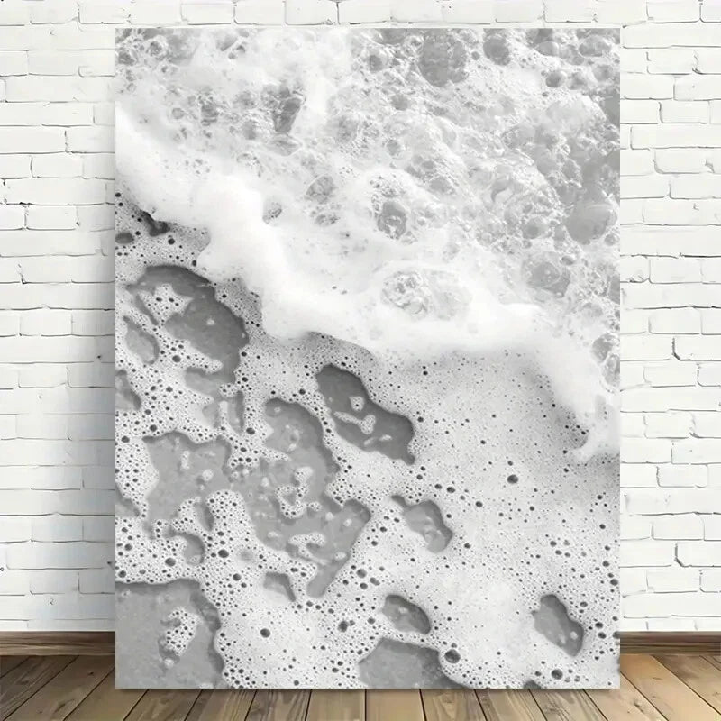 Beautiful Modern Ocean Foam Abstract Painting 40x60cm Metal Print Ready to Hang - Bella Home Decor