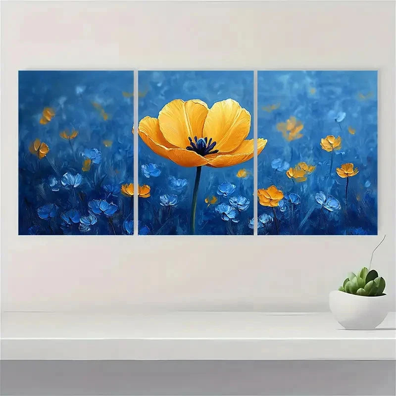 3pcs  Yellow Tulip Canvas Print  DR   Wall Art Set Canvas Framed 50x70cm - High Quality Print 100% Australian Made Wall Canvas Ready to Hang - Bella Home Decor