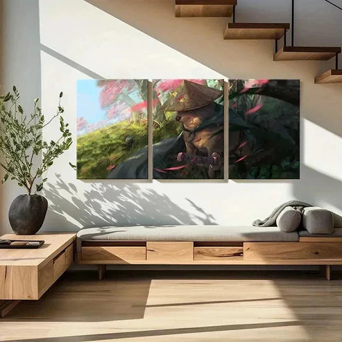 3pcs Japanese Anime Style Samurai Dog Wall Art Canvas Unframed - High Quality Print 100% Australian Made Wall Canvas