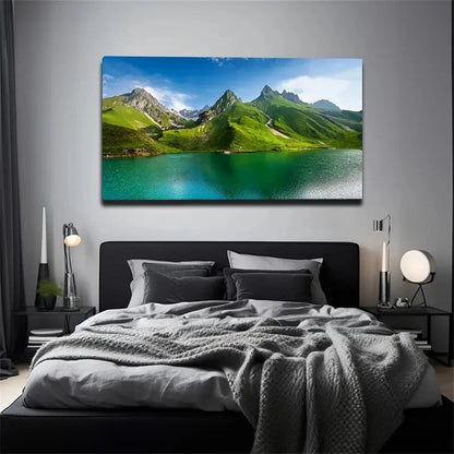 Green Mountain Good Luck Wall Art Canvas Office Home Room Framed 120x60cm