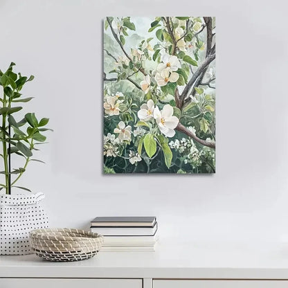 Beautiful Flourishing Pear Tree Forest Painting 40x60cm Metal Print Ready to Hang - Bella Home Decor