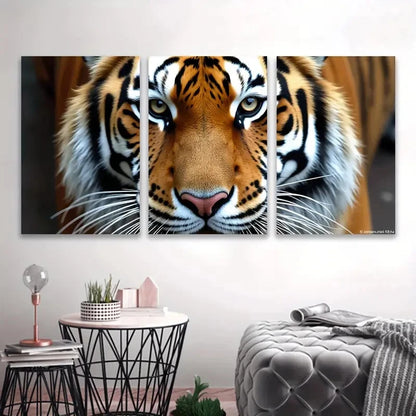 3pcs Close Up of a Tiger Painting   Wall Art Set Canvas Framed 60x90cm - High Quality Print 100% Australian Made Wall Canvas Ready to Hang - Bella Home Decor