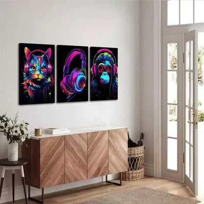 3pcs Elegant Decorative Graffiti Gaming Canvas Unframed - High Quality Print 100% Australian Made Wall Canvas
