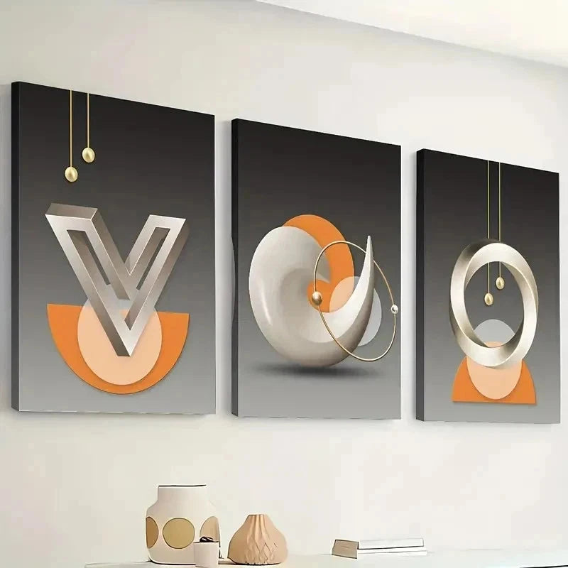 3pcs Abstract Geometric Modern Fashion Perfect Wall Art Set Canvas Framed 50x70cm - High Quality Print 100% Australian Made Wall Canvas Ready to Hang - Bella Home Decor