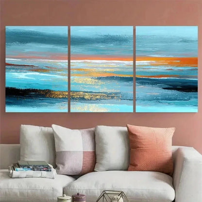 3pcs Abstract Sunrise Minimalist Perfect Wall Art Canvas Framed 60x90cm - Bella Home Decor