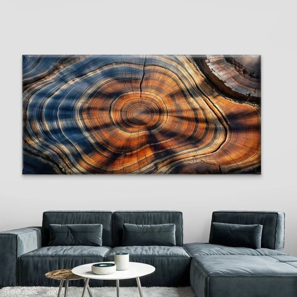 Abstract Tree Rings Wall Art Canvas Office Home Room Framed 120x60cm