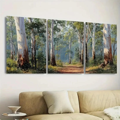 3pcs Serene Eucalyptus Gum Tree Painting Wall Art Set Canvas Framed 40x60cm - High Quality Print 100% Australian Made Wall Canvas Ready to Hang