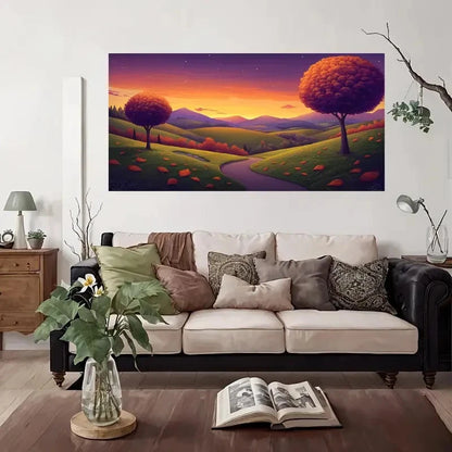 Rolling Hills Orange Trees Wall Art Canvas Office Home Room Framed 120x60cm