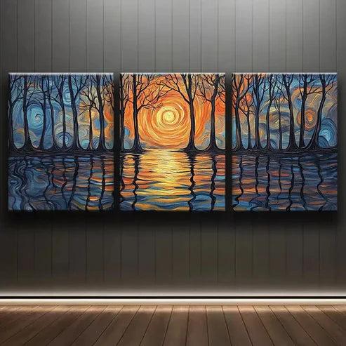 3pcs Abstract Ripple Reflections Shine Nature Wall Art Set Canvas Unframed - High Quality Print 100% Australian Made Wall Canvas - Bella Home Decor