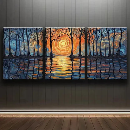 3pcs Abstract Ripple Reflections Shine Nature Wall Art Set Canvas Unframed - High Quality Print 100% Australian Made Wall Canvas - Bella Home Decor