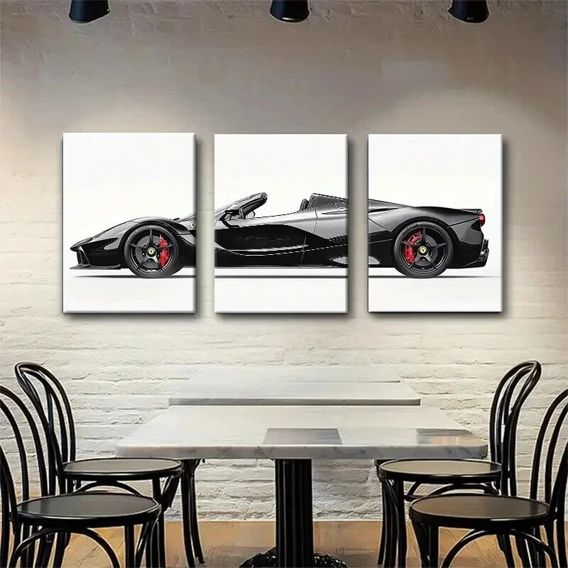 3pcs Luxury Supercar Exotic Black Décor Perfect Wall Art Set Canvas Framed 60x90cm - High Quality Print 100% Australian Made Wall Canvas Ready to Hang - Bella Home Decor